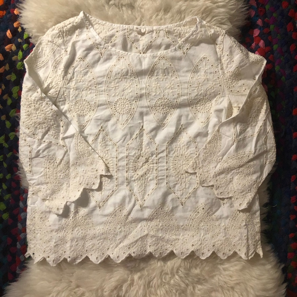 White Gap Eyelet Top